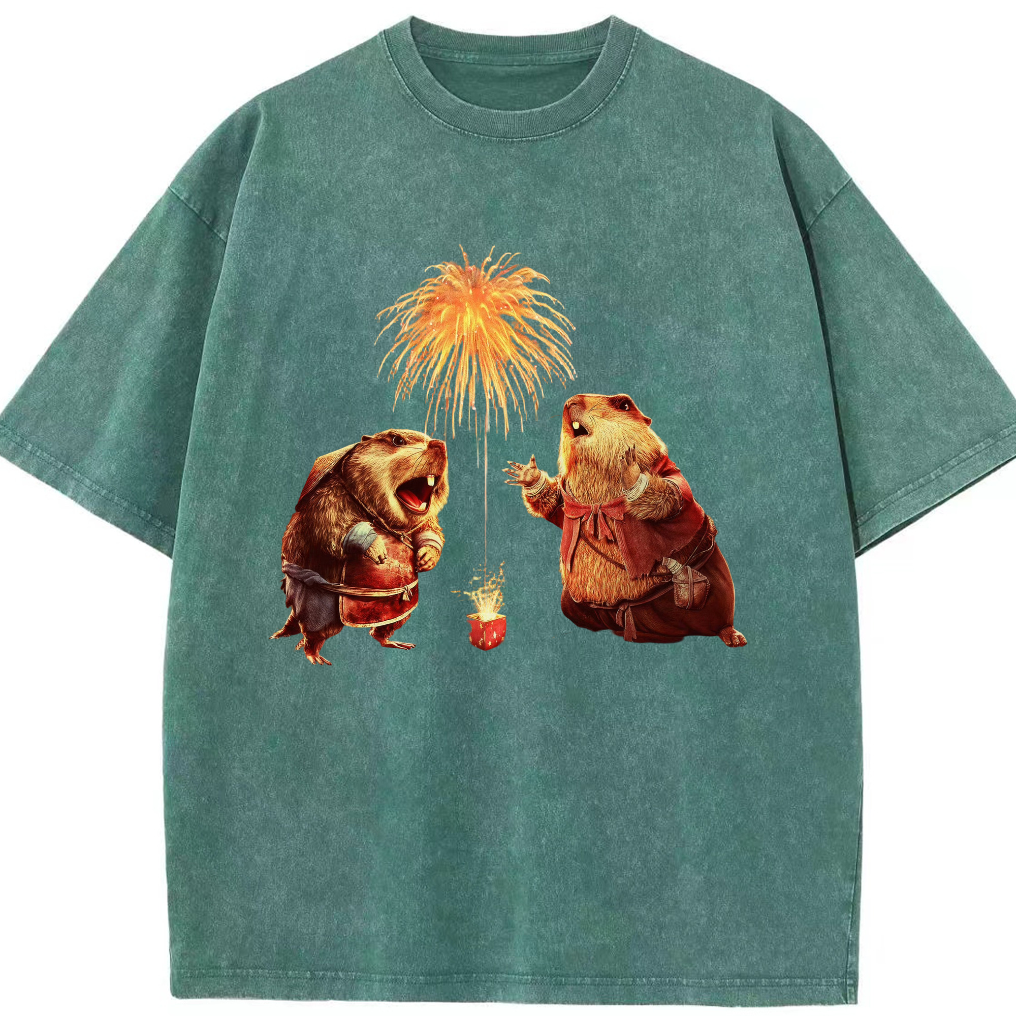（画像用） Ne Zha 2 ナタ 魔童の大暴れ 綿100% ヴィンテージ風 半袖Tシャツ（フロントプリント）